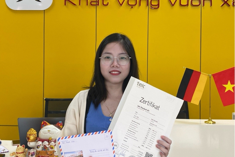 Cô gái đất học Quảng Bình đỗ cả 4 kỹ năng bằng B1 và đạt điểm tuyệt đối bài thi viết